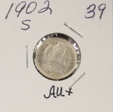 1902-S Barber Dime - AU