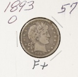 1893-O Barber Quarter - F+