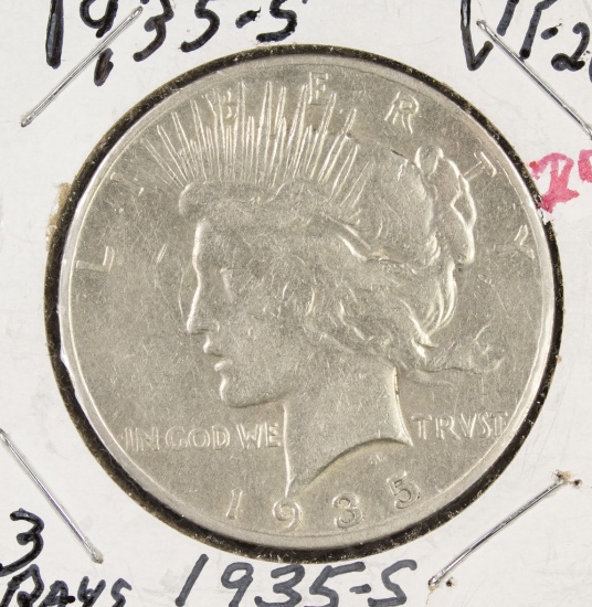 1935-S 3 RAYS PEACE DOLLAR