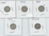 (5) 1920-1930 MERCURY DIMES