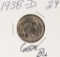 1938 - D BUFFALO NICKEL - BU