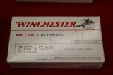 1 Box  of 20, Winchester 7.62 x 54R Deer & Wild