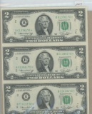 UNCUT SHEET OF 4-TWO DOLLAR STAR NOTES