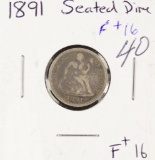 1891 LIBERTY SEATED DIME - F