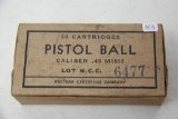 1 Box of 50, Western Cartridge Pistol Ball 45