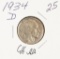 1934 - D BUFFALO NICKEL CH AU