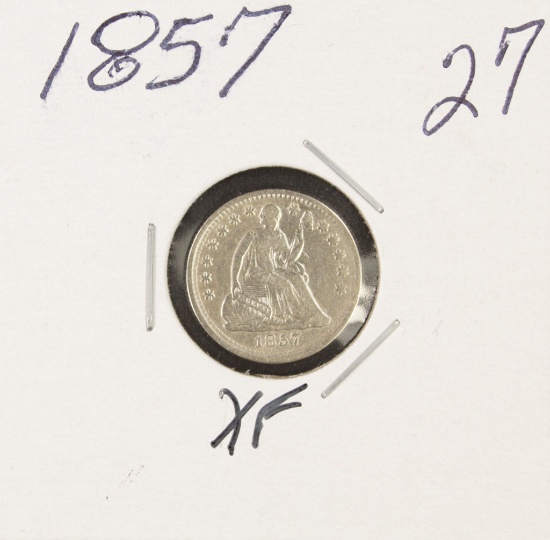 1857 - SEATED LIBERTY HALF DIME - XF