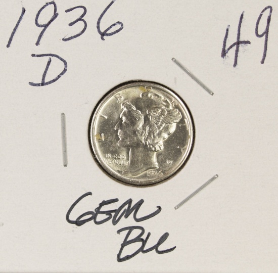 1936-D MERCURY DIME - BU - GEM