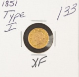 1851 TYPE ILIBERTY HEAD ONE DOLLAR GOLD