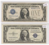 LOT OF 2 - ONE DOLLAR SILVER CERTIFICATES