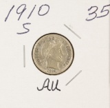 1910-S BARBER DIME - AU