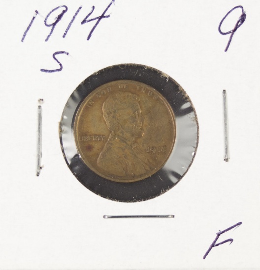 1914-S LINCOLN CENT - F