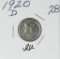 1920-D MERCURY DIME - AU