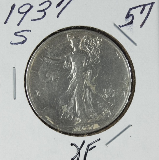 1937-S WALKING LIBERTY HALF DOLLAR - XF