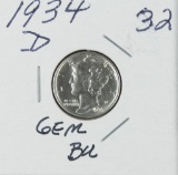 1934-D MERCURY DIME  - BU-GEM