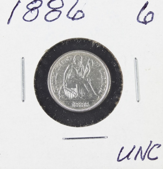 1886 - SEATED LIBERTY DIME - UNC