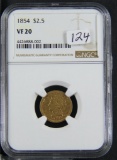 1854 - NGC VF 20 2 1/2 DOLLAR GOLD PIECE