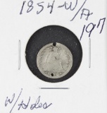 1854 - W/ARROWS HALF DIME - VG - HOLED