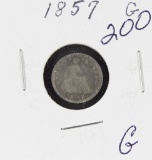 1857 SEATED HALF DIME - G