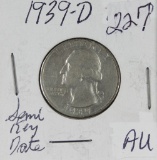 1939-D WASHINGTON QUARTER - AU