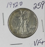 1942-D WALKING LIBERTY HALF DOLLAR - VF+