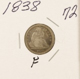 1838 - SEATED LIBERTY DIME - F