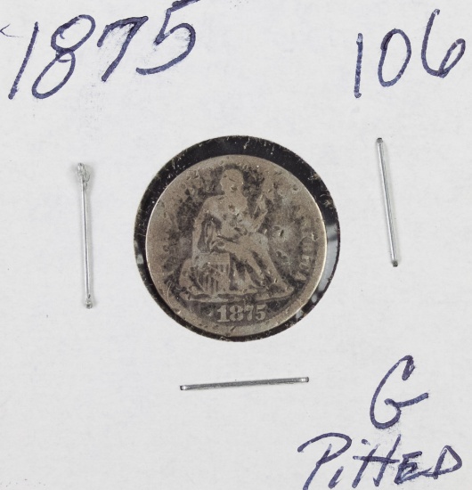 1875 - SEATED LIBERTY DIME - G