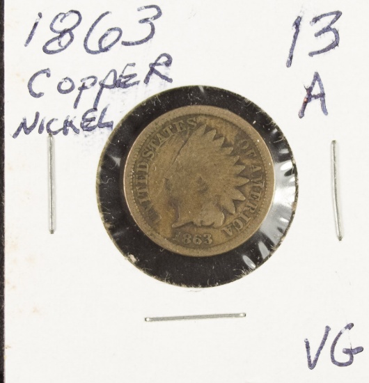 1863 - COPPER/NICKEL INDIAN HEAD CENT - AG