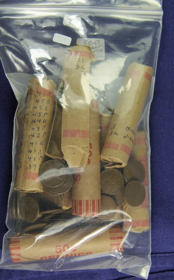 10 ROLLS WHEAT EAR LINCOLN CENTS