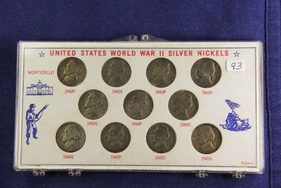 1942-1945 SILVER NICKEL SET - 11 COINS