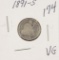 1891-S SEATED LIBERTY DIME - VG