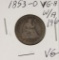 1853-O SEATED LIBERTY QUARTER - VG