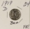 1919-D MERCURY DIME BU FULL BANDS