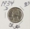 1934-D WASHINGTON QUARTER -CH AU