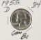 1955-D WASHINTON QUARTER - GEM BU