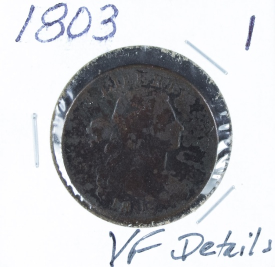 1803 - DRAPED BUST LARGE CENT - VF DETAILS