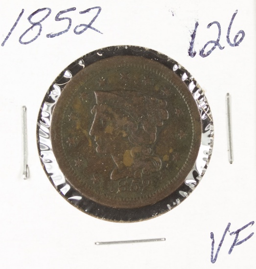 1852- BRAIDED HAIR LARGE CENT - VF