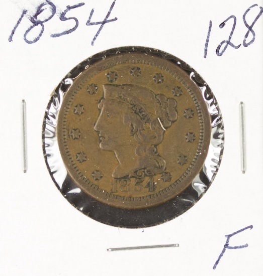 1854- BRAIDED HAIR LARGE CENT - F