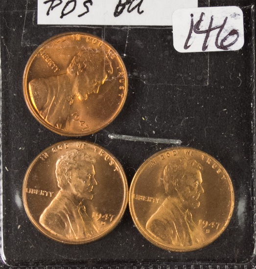 3 - COIN LOT LINCOLN CENTS UNC