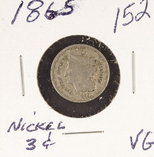 1865 -NICKEL THREE CENT PIECE (TRIME) VG