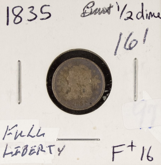 1835 - CAPPED BUST HALF DIME- F