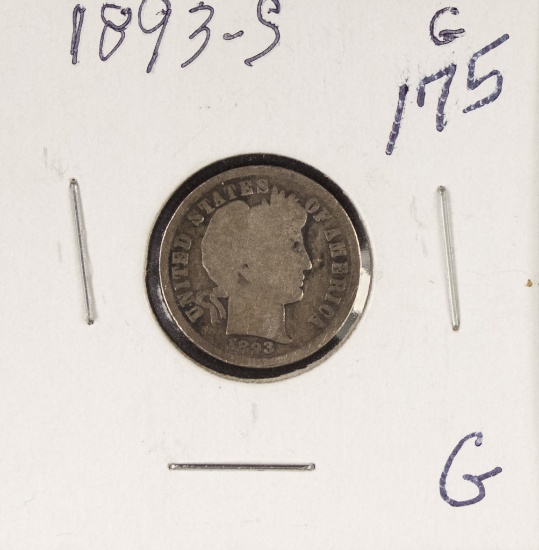 1893-S BARBER DIME - G