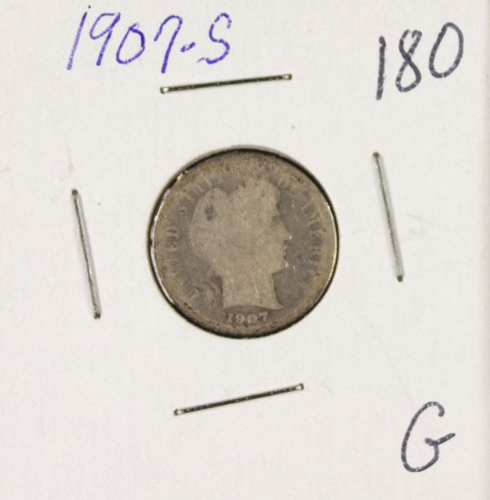 1907-S BARBER DIME - G