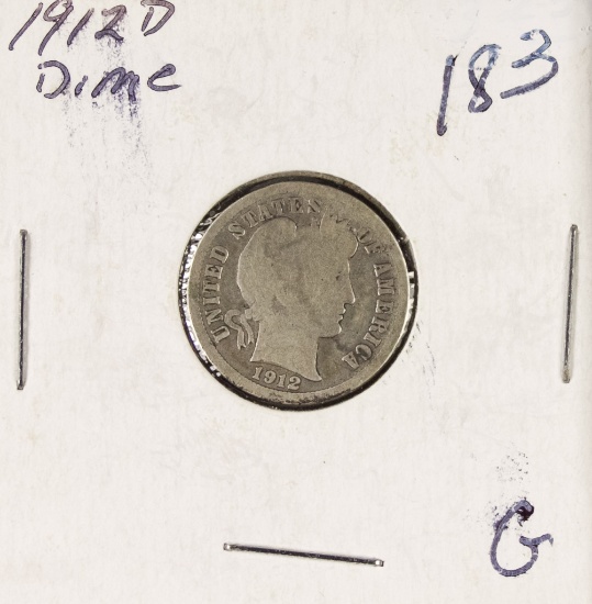 1912-D BARBER DIME - G