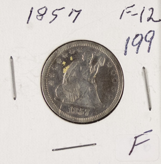 1857 - SEATED LIBERTY QUARTER- F