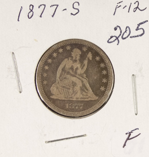 1877-S SEATED LIBERTY QUARTER - F