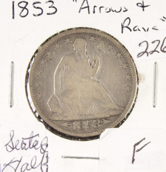 1853 - SEATED LIBERTY HALF DOLLAR - F