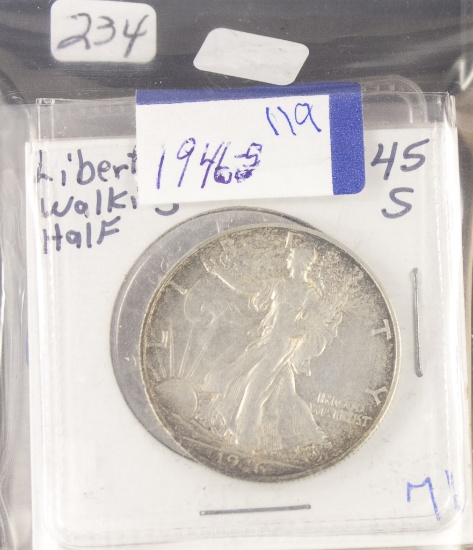 LOT OF 10 WALKING LIBERTY HALF DOLLARS VF - XF