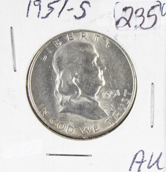1951-S FRANKLIN HALF DOLLAR - AU