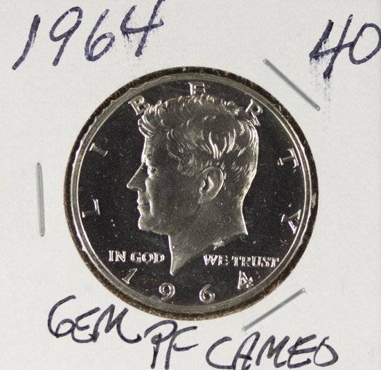 1964 - CAMEO PROOF KENNEDY HALF DOLLAR - GEM